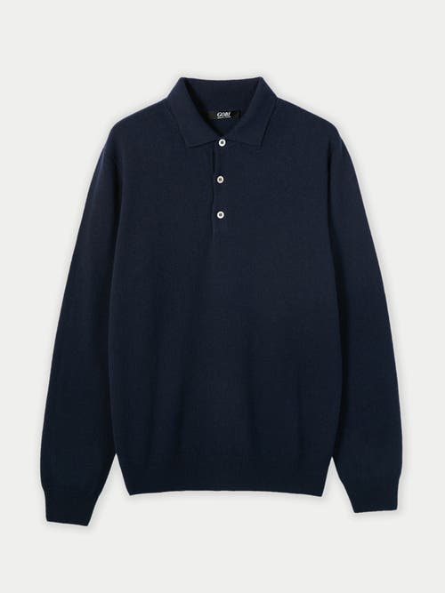 Shop Gobi Cashmere Polo Neck Sweater In True Navy