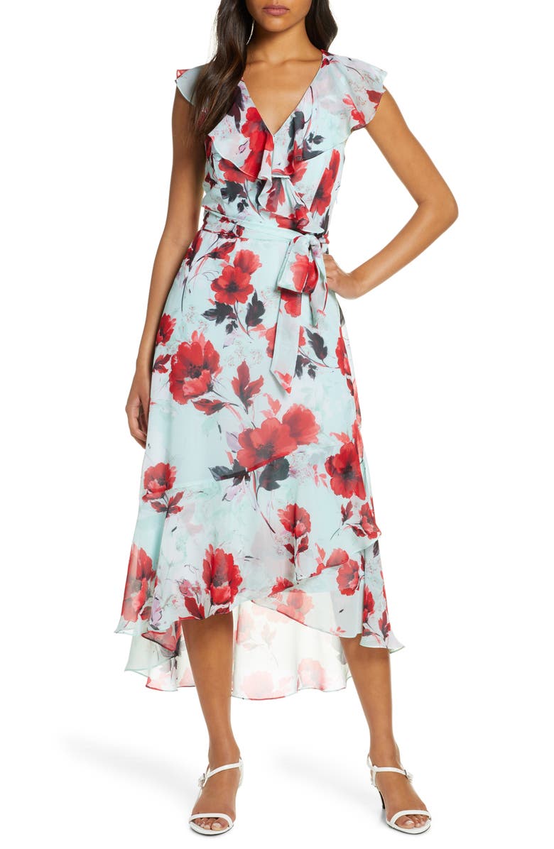 Julia Jordan Floral Ruffle High/Low Wrap Dress | Nordstrom