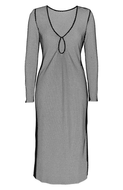 L AGENCE L'AGENCE SARA SHINE LONG SLEEVE SHEER MESH COVER-UP DRESS
