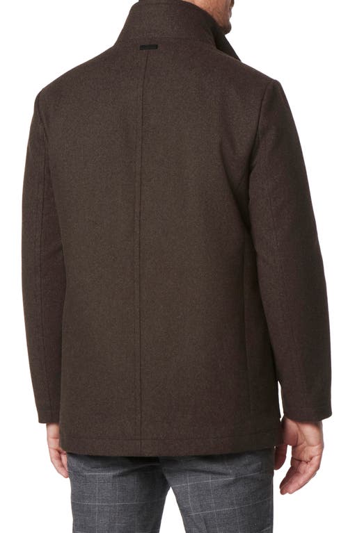 Shop Andrew Marc Wool Blend Faux Fur Collared Jacket In Hickory