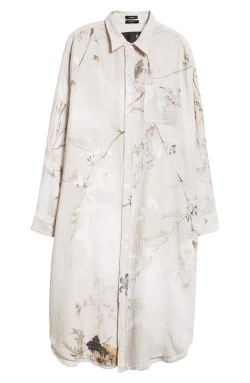 Shop R13 Jumbo Floral Cotton Gauze Midi Shirtdress In Cream Bleached Floral