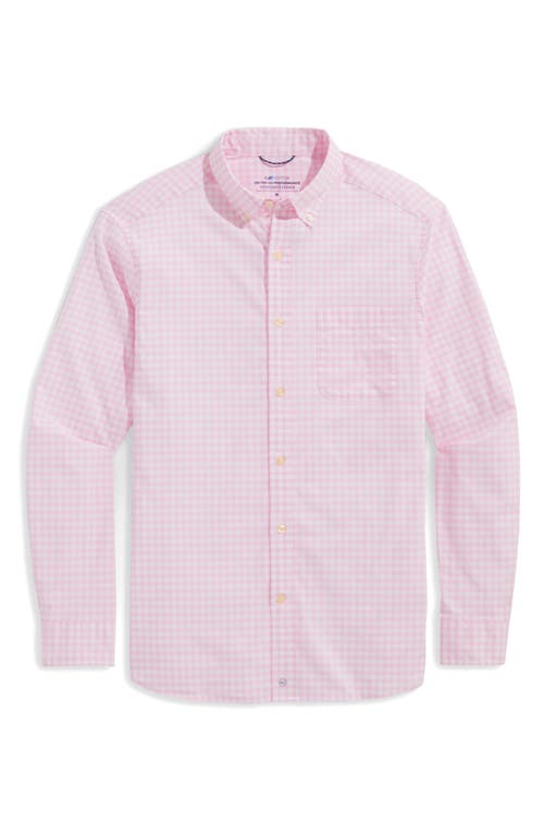 Classic Fit On-The-Go brrrº Gingham Button-Down Shirt in Pink Cloud