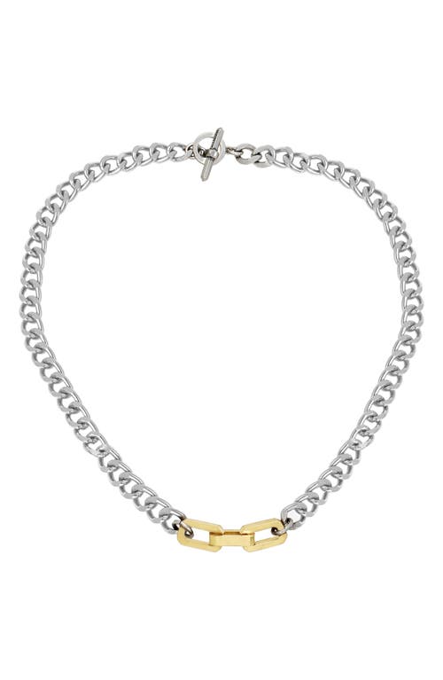 Shop Allsaints Hex Charm Collar Necklace In Rhodium/gold