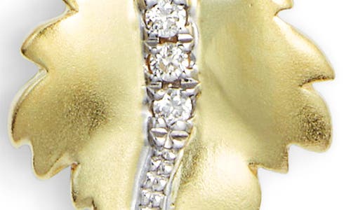 Meira T Leaf & Diamond Charm Necklace In Two Toned Yellow Gold