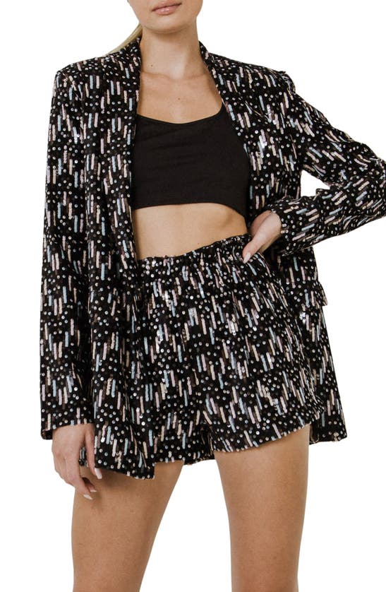 Shop Endless Rose Sequin Single Breasted Blazer In Black Multi