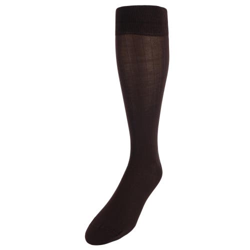 Shop Trafalgar Jasper Ribbed Over The Calf Solid Color Mercerized Cotton Socks In Coffee Brown