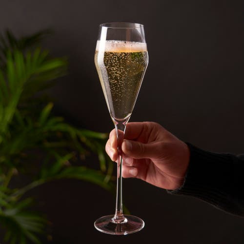 Viski Raye Crystal Angled Prosecco Glasses Set Of 2 In Clear