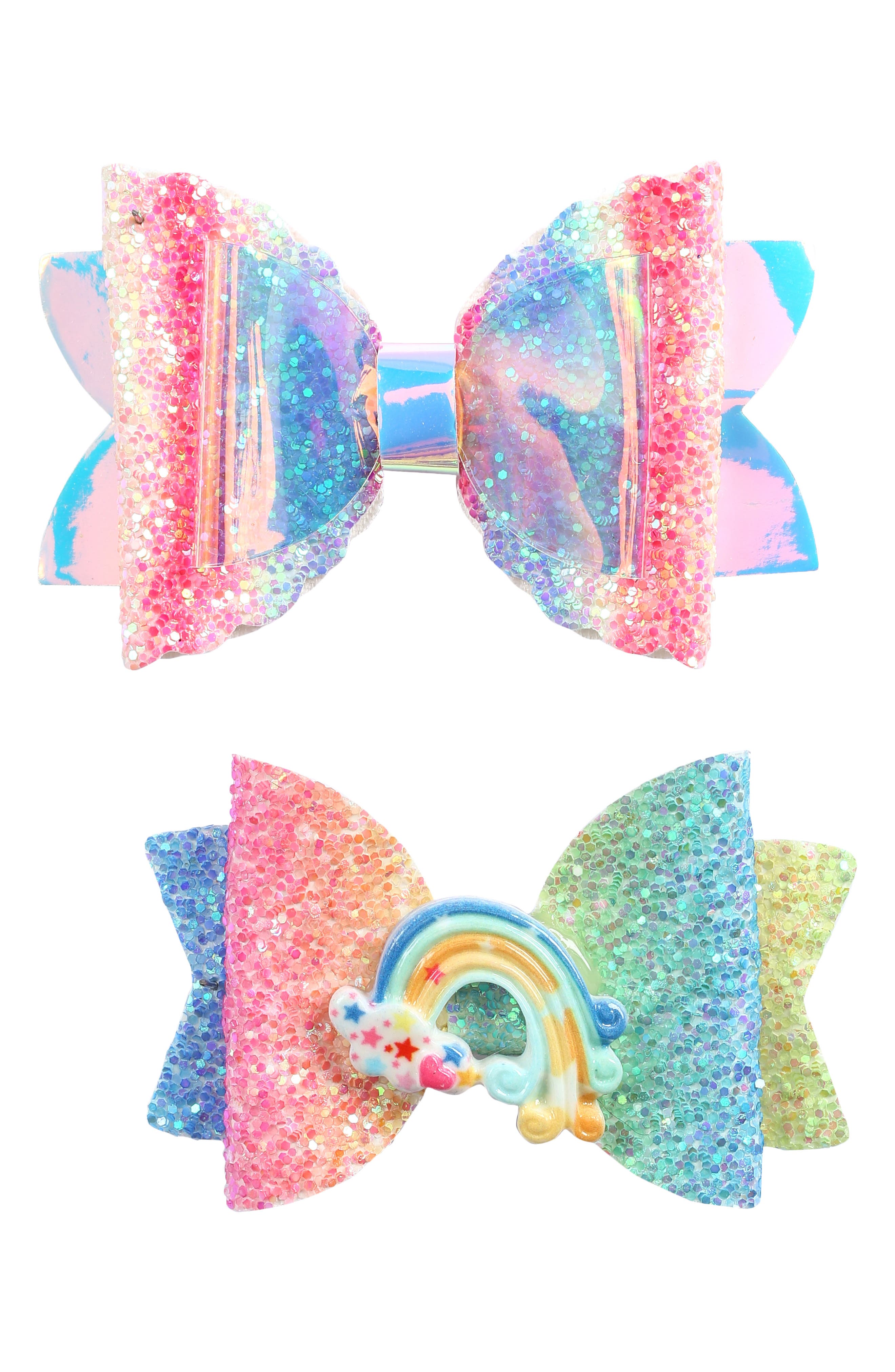 Slide Hair Accessories 3PC Girls/Baby Sequin Bling Party Bow Clip Set 