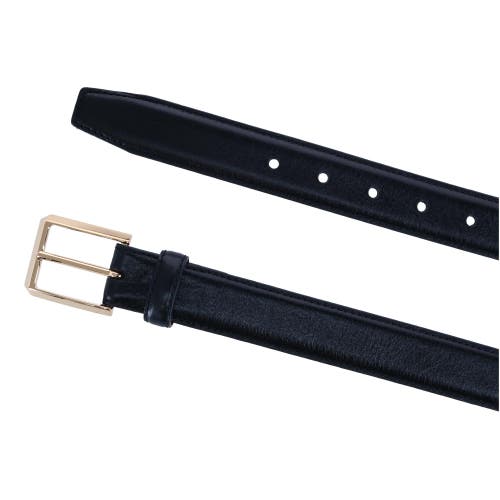 Trafalgar 30mm Pebble Grain Leather Belt With Gold Buckle In Black