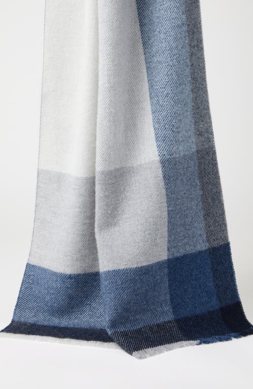 Shop Brunello Cucinelli Wool And Cashmere Checked Twill Scarf In Blue