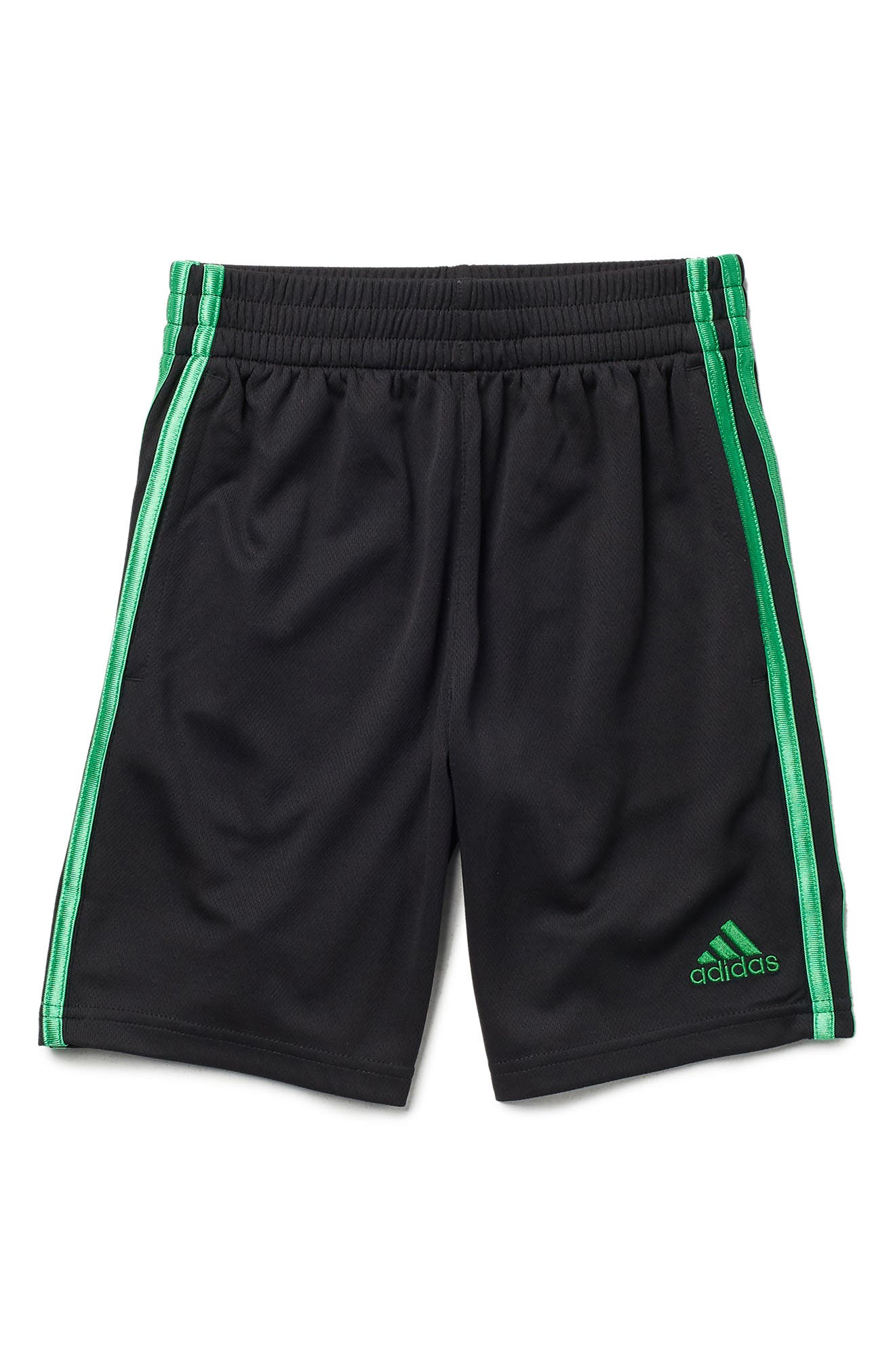 Adidas Originals Kids' 3 Stripe Mesh Shorts In Black W/green
