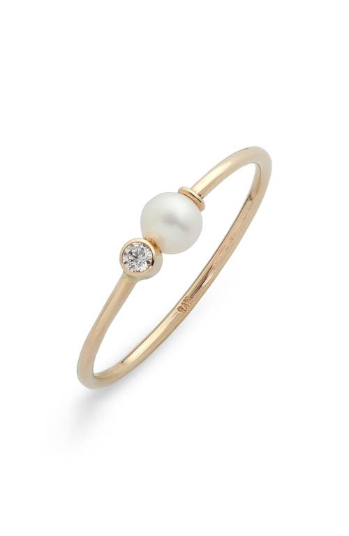 Poppy Finch Cultured Pearl & Diamond Ring in Yellow Gold at Nordstrom, Size 8