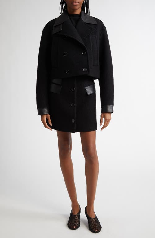 Proenza Schouler Reyes Wool And Faux Leather Crop Jacket In Black