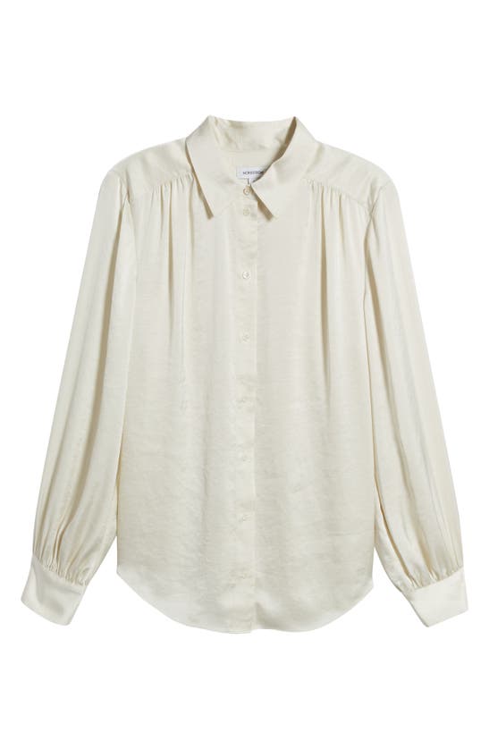 Shop Nordstrom Textured Shirred Button-up Shirt In Ivory Pristine
