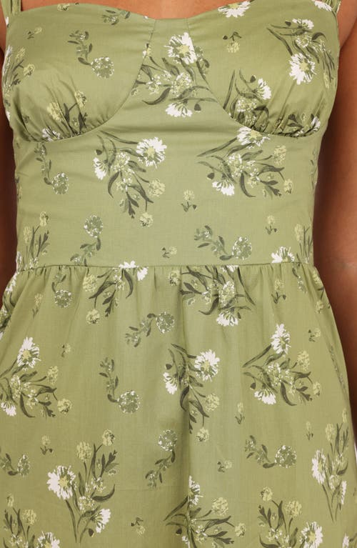 Petal And Pup Petal & Pup Floral Sleeveless Tiered Cotton Midi Dress In Green