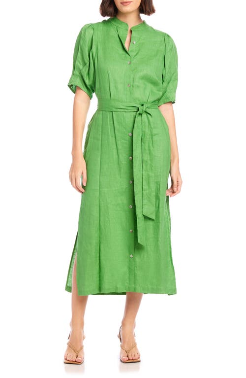 FIFTEEN TWENTY Rosalee Linen Midi Shirtdress Jade at Nordstrom,