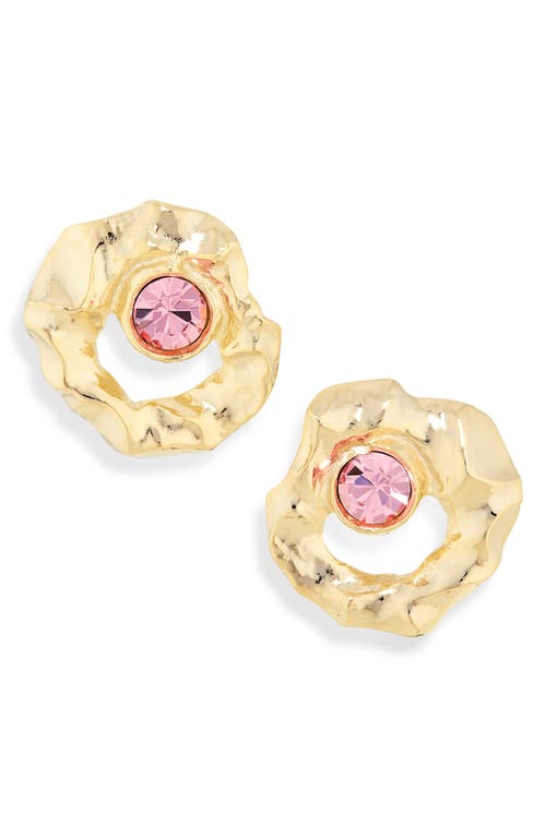 Oscar De La Renta Textured Metal & Crystal Stud Earrings In Rose