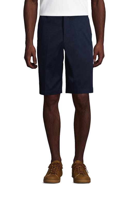 Shop Lands' End School Uniform Young  Plain Front Blend Chino Shorts In Classic Navy