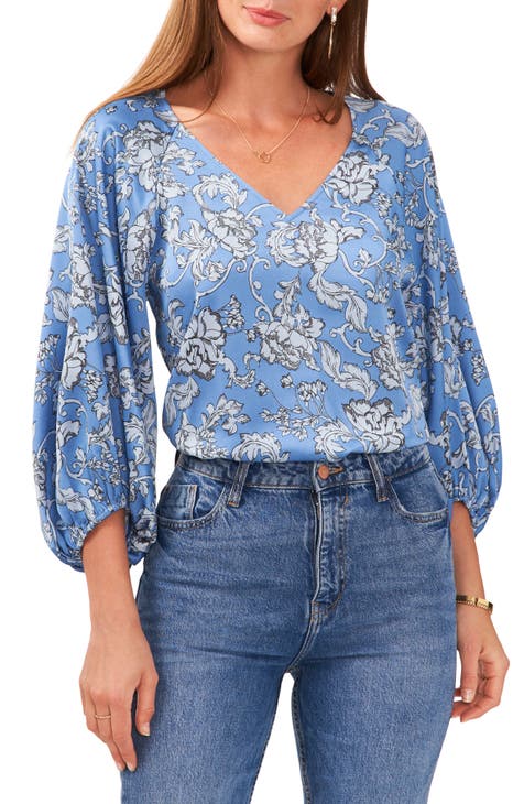 Vince Camuto Printed Pleated-back Blouse & Ponte-knit Leggings in
