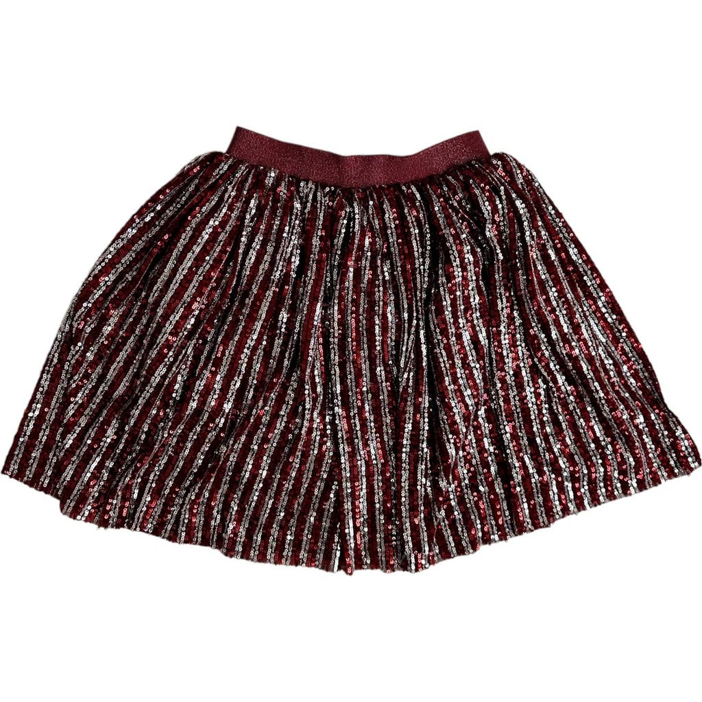 Lola + The Boys Candy Cane Sequin Striped Skirt In Red