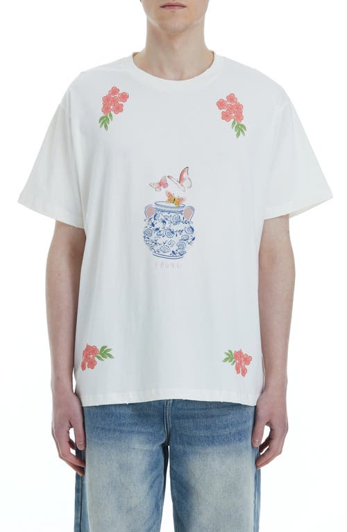 Flower Pot Cotton Graphic T-Shirt in Natural