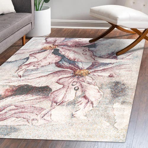 Jonathan Y Giglio Modern Botanical Flower Area Rug In Pink/gray