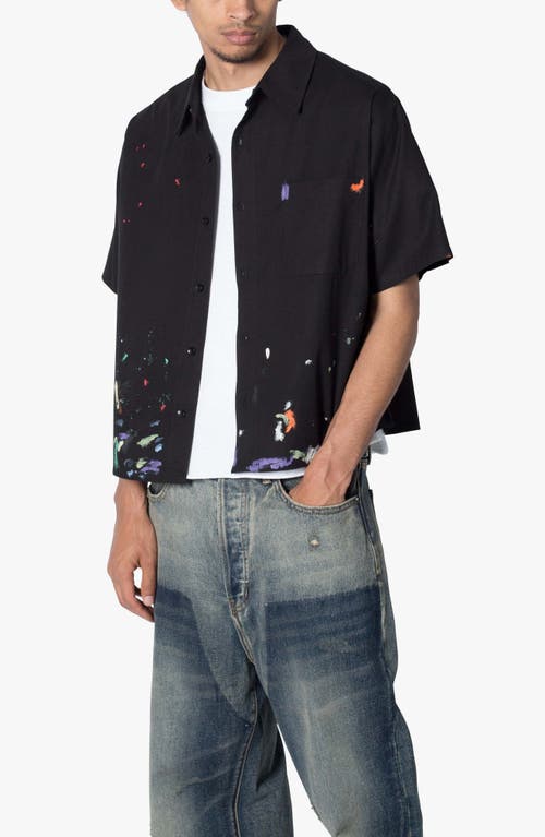 Shop Mnml Painter Short Sleeve Button-up Shirt In Black