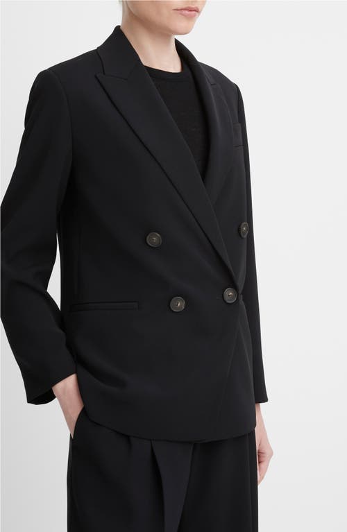 Shop Vince Double Breasted Crepe Blazer In Black