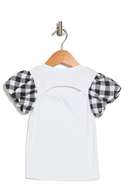 Shop Flapdoodles Kids' Gingham Bubble Sleeve Top In White