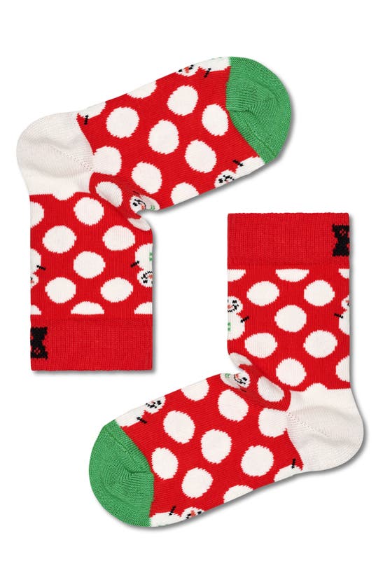 Shop Happy Socks Kids' Assorted 3-pack Holiday Crew Socks Gift Box In Red