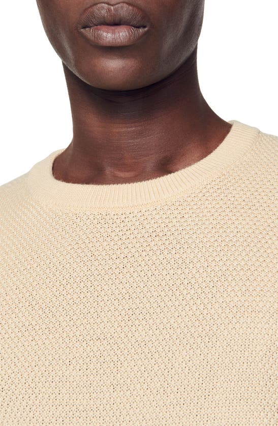 Shop Sandro Rice Wool Blend Crewneck Sweater In Off White / Mastic