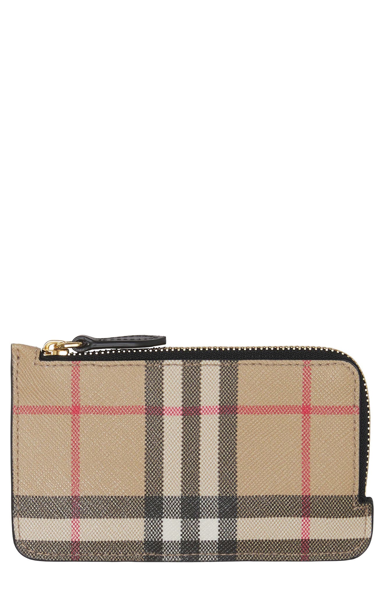Burberry Somerset Check Canvas & Leather Card Case in Black at Nordstrom
