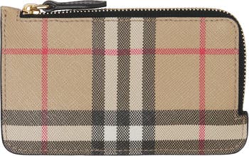 Shop Burberry Vintage Check & Leather Zip-Around Wallet