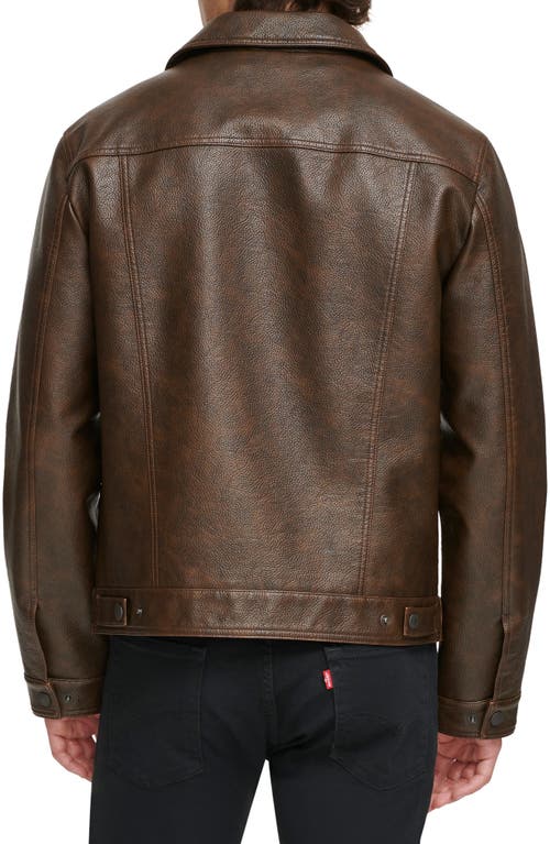 Levi's® Faux Leather Trucker Jacket In Brown