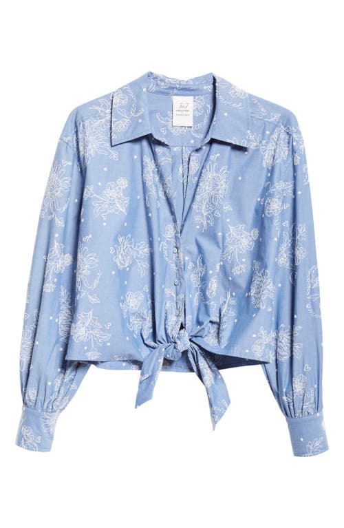 Shop Cinq À Sept Abrielle Tie Hem Shirt In Chambray/white