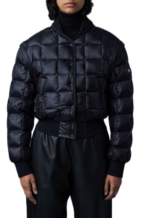 Mackage Ani-C2 2-in-1 Water Resistant 800 Fill Power Down Recycled Nylon Convertible Bomber Jacket in Black