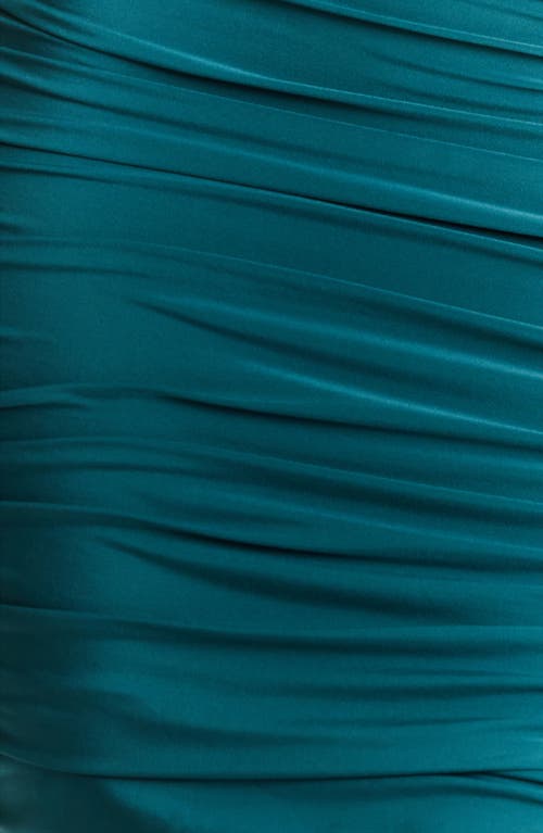 Shop Naked Wardrobe Hourglass V-waist Ruched Midi Skirt In Deep Teal