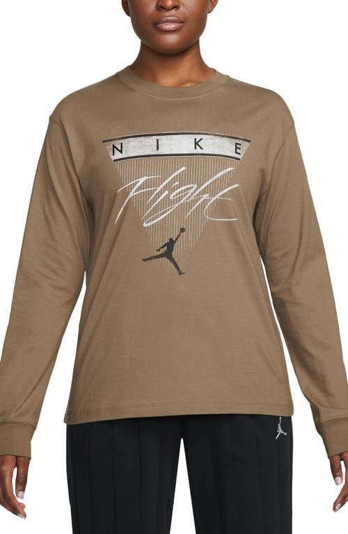 Jordan Flight Long Sleeve Graphic T-shirt In Brown Kelp/black