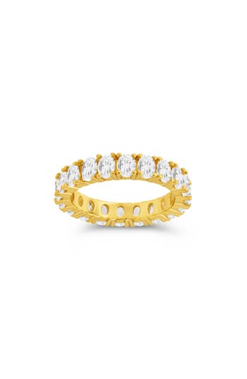 Sterling Forever Kylie Oval Cubic Zirconia Eternity Ring In Gold