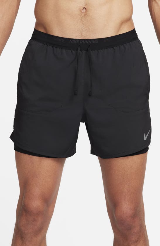 Nike Men's Stride Dri-fit 5" 2-in-1 Running Shorts In Black/ Black/ Black