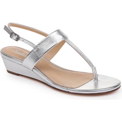 Splendid Swain T-Strap Wedge Sandal, Metallic