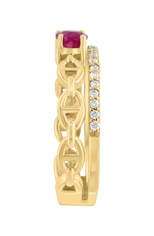 Effy 14k Yellow Gold Ruby & Diamond Double Band Ring In Gold/red