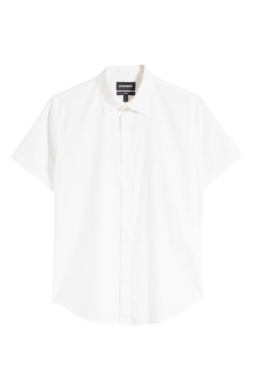 Bonobos Riviera Slim Fit Short Sleeve Stretch Cotton Button-up Shirt In Solid White