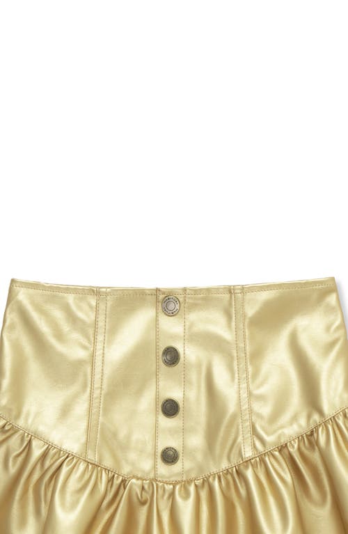 Shop Habitual Kids Kids' Asymmetric Metallic Ruffle Skirt In Gold