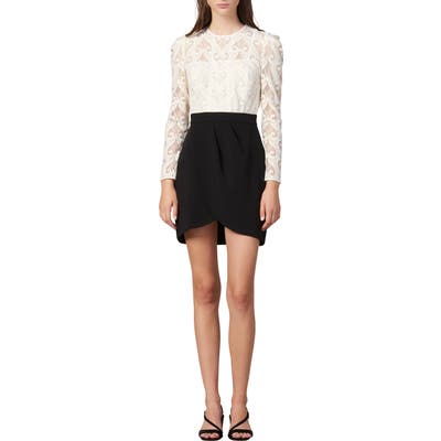 Sandro Camelia Lace Bodice Long Sleeve Minidress, Black