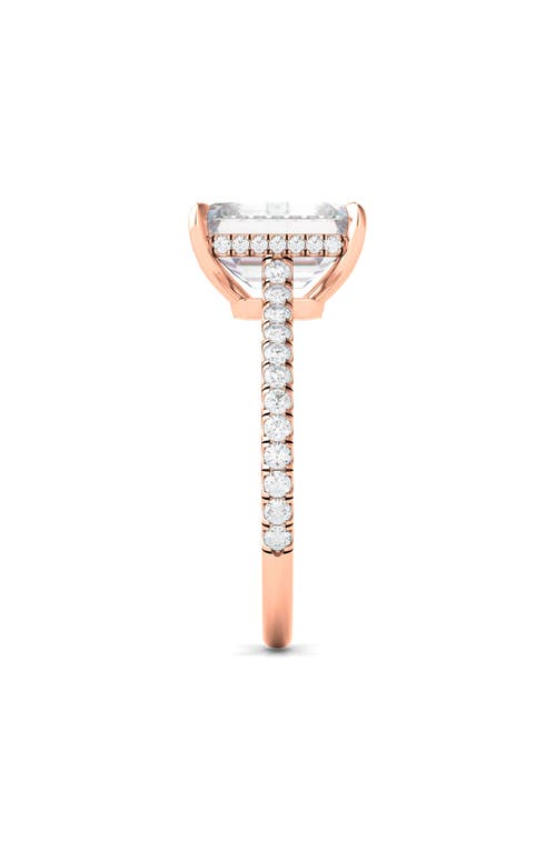 Hautecarat Emerald Cut Pavé Lab Grown Diamond Ring In 2.00 Ctw 18k Rose Gold