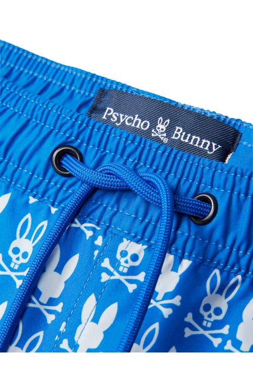 Psycho Bunny Tilden Print Swim Trunks In Nautical Blue