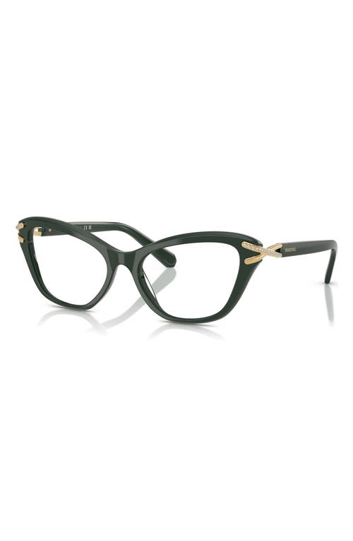 Swarovski 53mm Cat Eye Optical Glasses In Dark Green