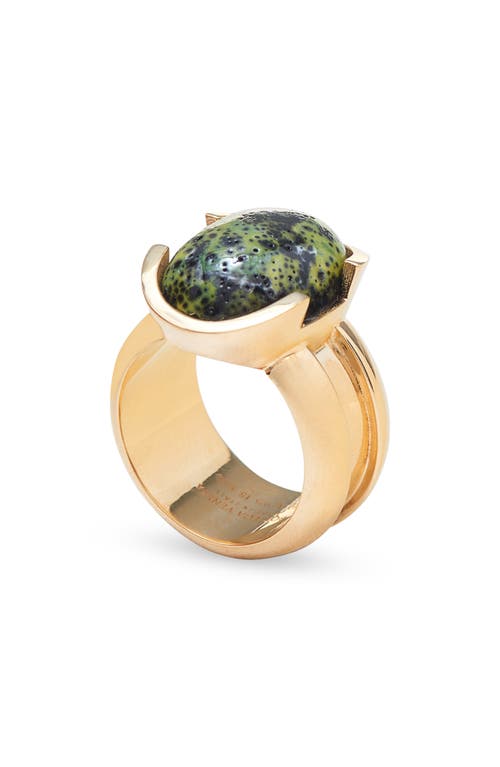 Bottega Veneta Small Ellipse Ceramic Ring In Yellow/black/white