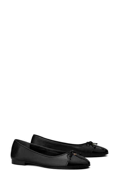 Shop Tory Burch Cap Toe Ballet Flat In Perfect Black/perfect Black